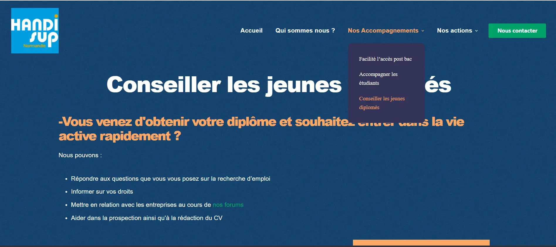 Page nos actions handisup après