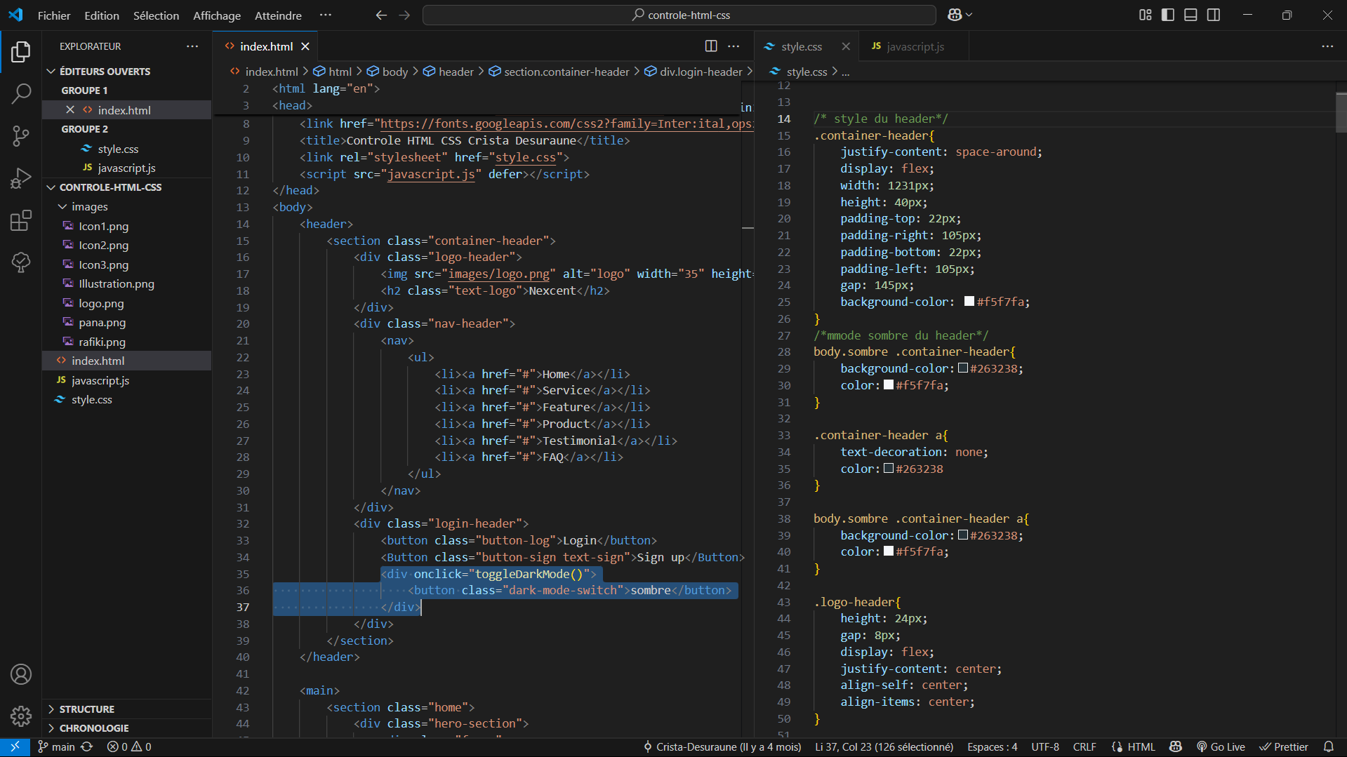 code du projet