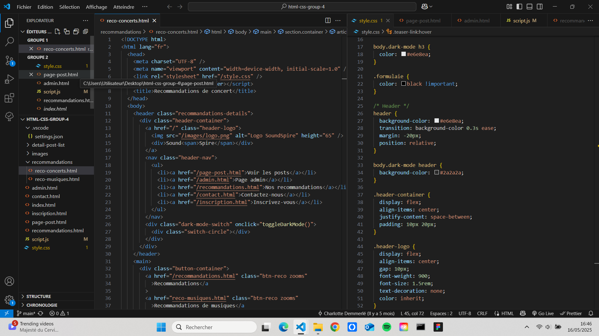 code du projet